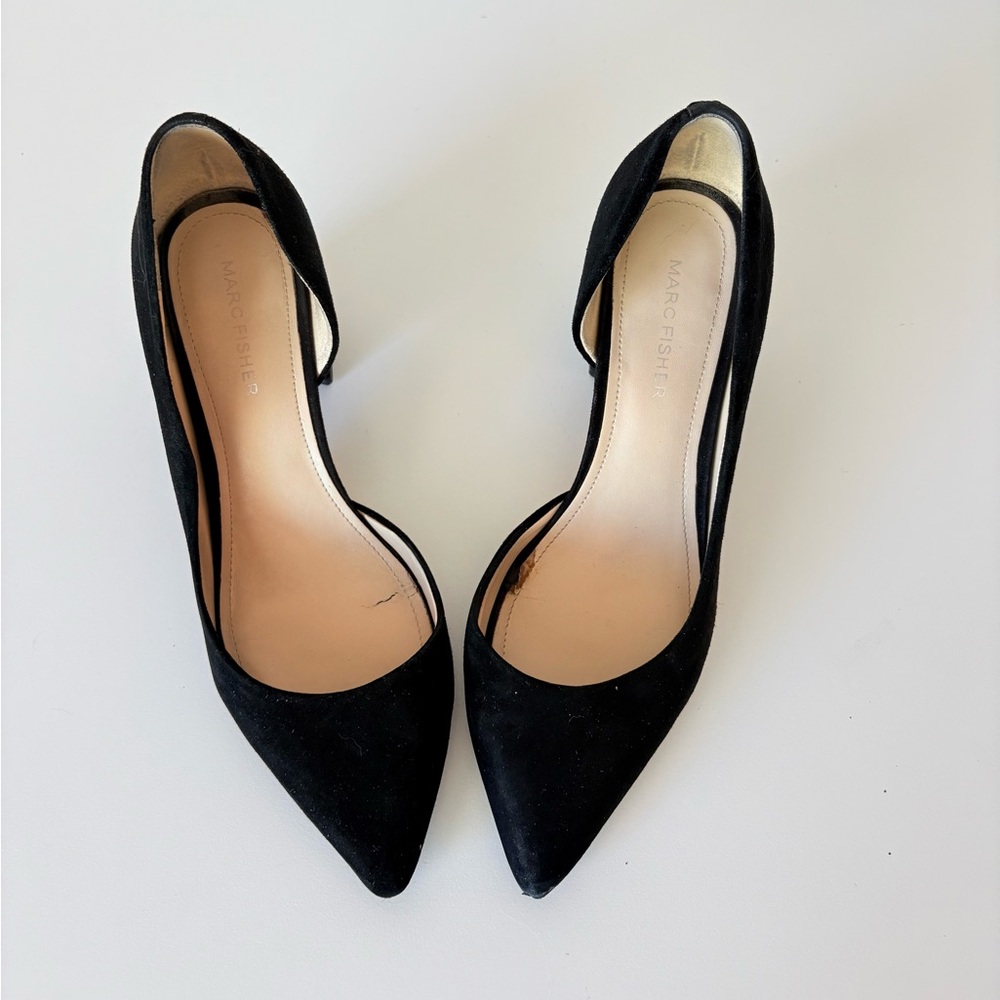 Marc Fisher Black Suede 2.75” Block Heel Pumps - Size 6.5M